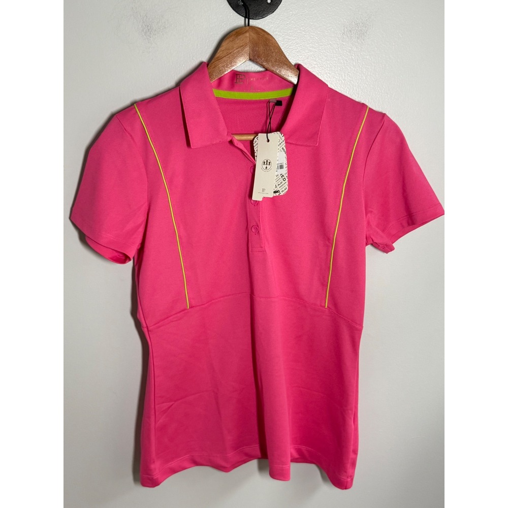 EP New York Womens Golf Polo Shirt Pink Neon Yellow Moisture Wicking Small NWT